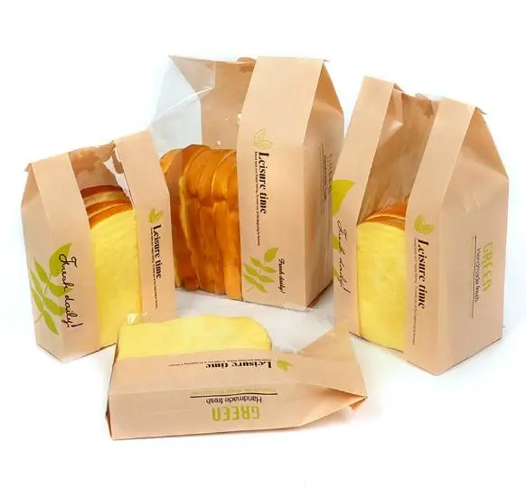 Kraft Paper Fried Size Disposable Packing With Clear Window Food Grade Bread Packaging Bag - Image 2