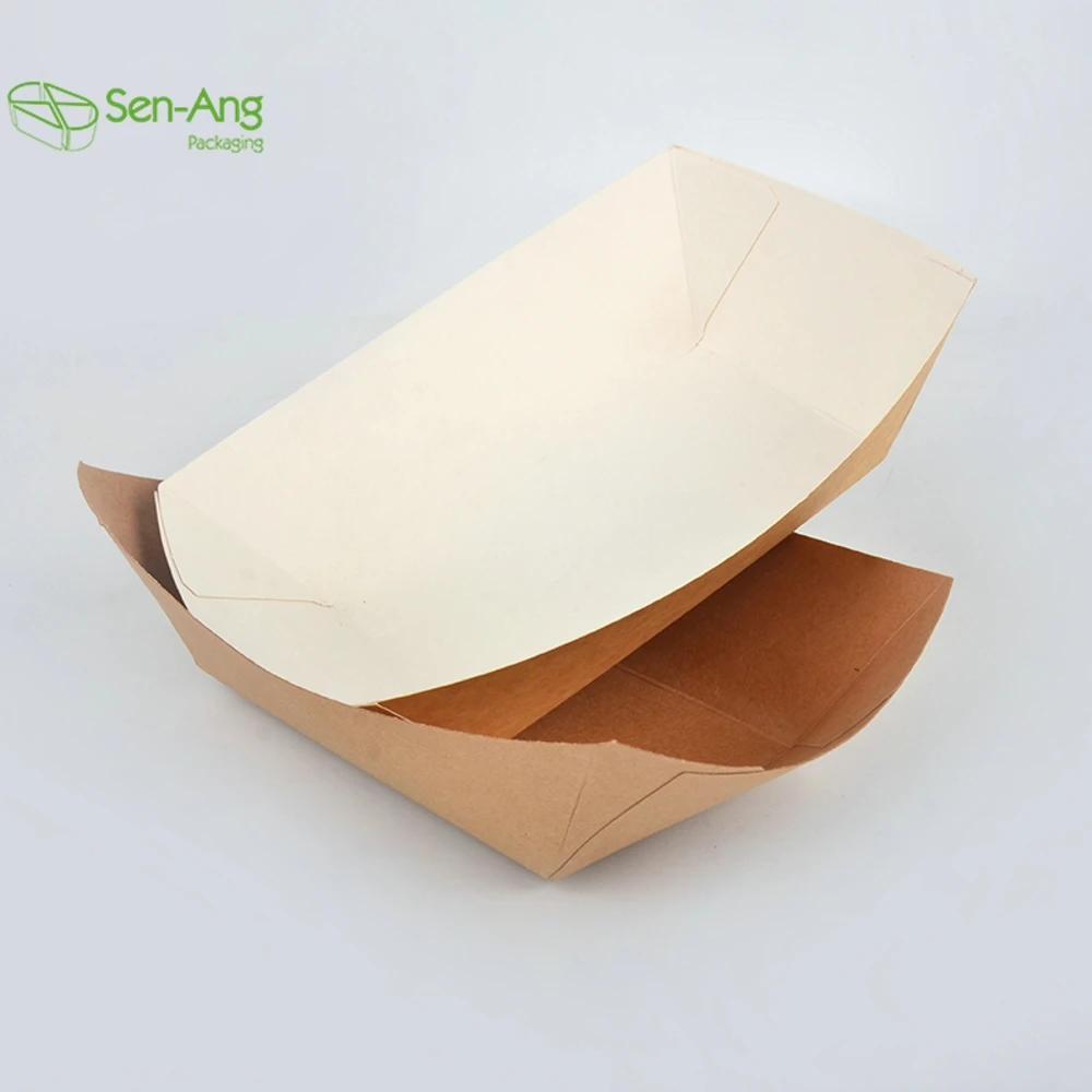 Best Price Box Disposable Food 6Oz Boat Shape for Restaurant Kraft Paper Ship Type Tray - Image 3