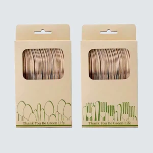 Wooden Spoon Fork Knife Disposable Birch Wood Cutlery with Paper Box