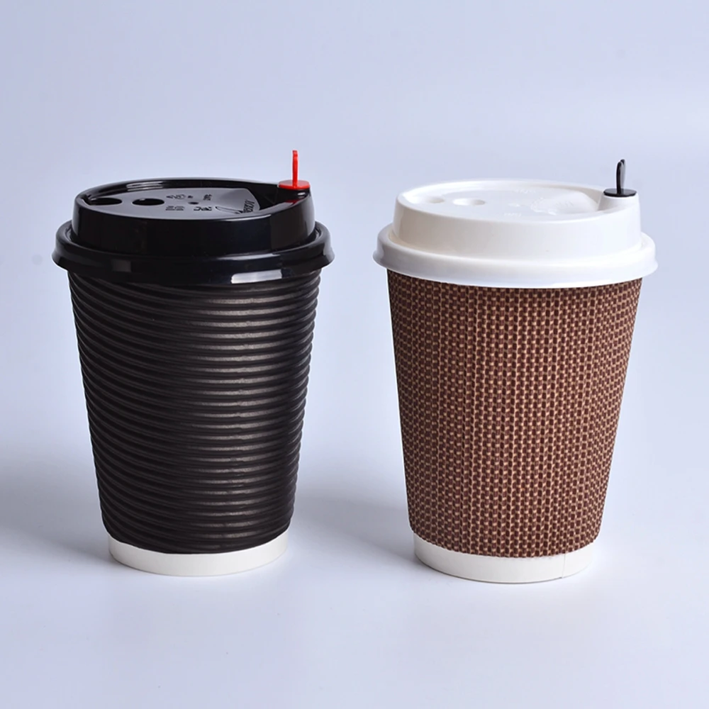 4oz 8oz 12oz Disposable Double Wall Gold Foil Stamping Logo All Black Hot Paper Custom Coffee Cup - Image 6