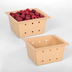 Eco-Friendly Takeaway Waterproof Produce Packaging for Farms Retail Kraft Paper Fruit Trays with Vent Holes