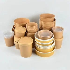 Vegetable Soup Custom Disposable Biodegradable Cup 450Ml Takeaway Food Packaging Bucket