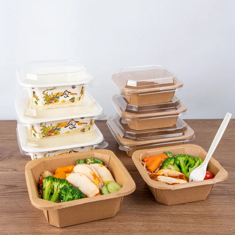 in Stock Disposable Eco Friendly New Design Salad Takeaway Kraft Paper Octagonal Bowl with Lid for Cookie and Candy - Image 2