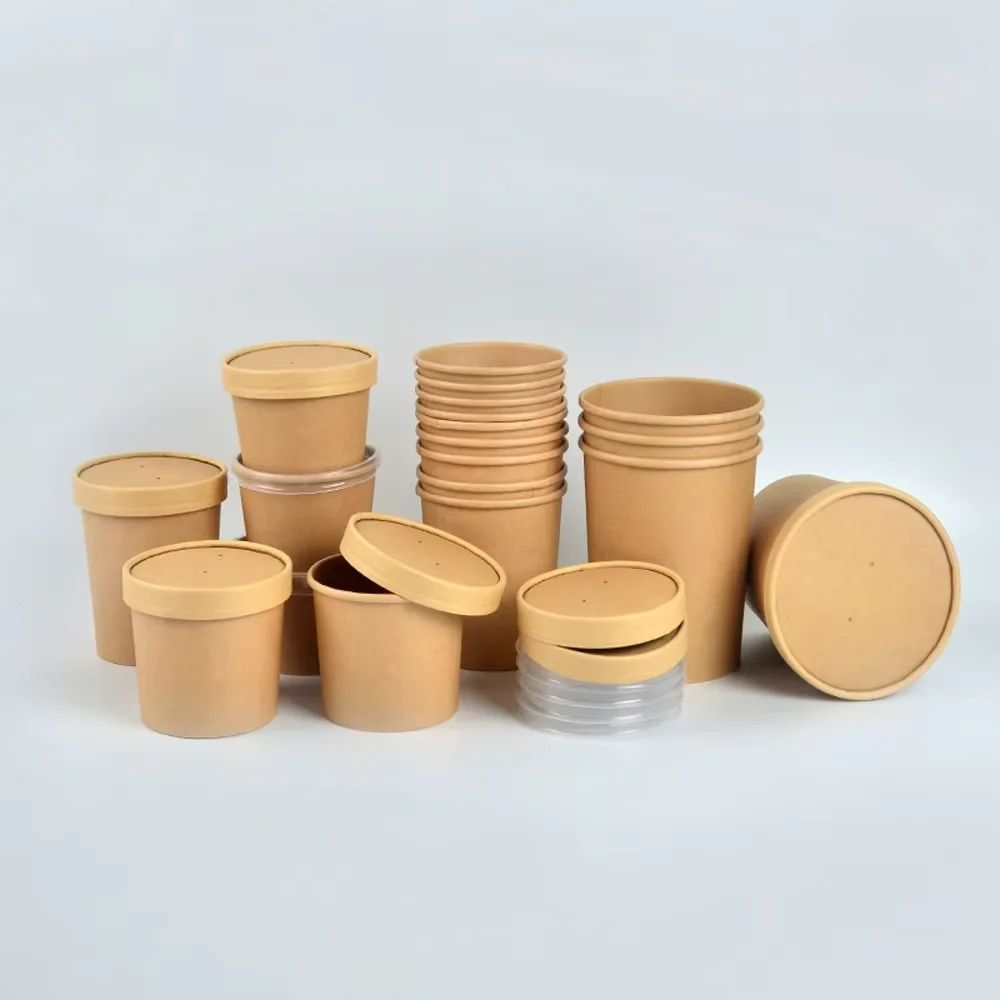 the New Listing Vegetable Soup Top Cup Noodle Bowl Thickened Disposable Porridge 16Oz Takeaway Food Packaging Bucket