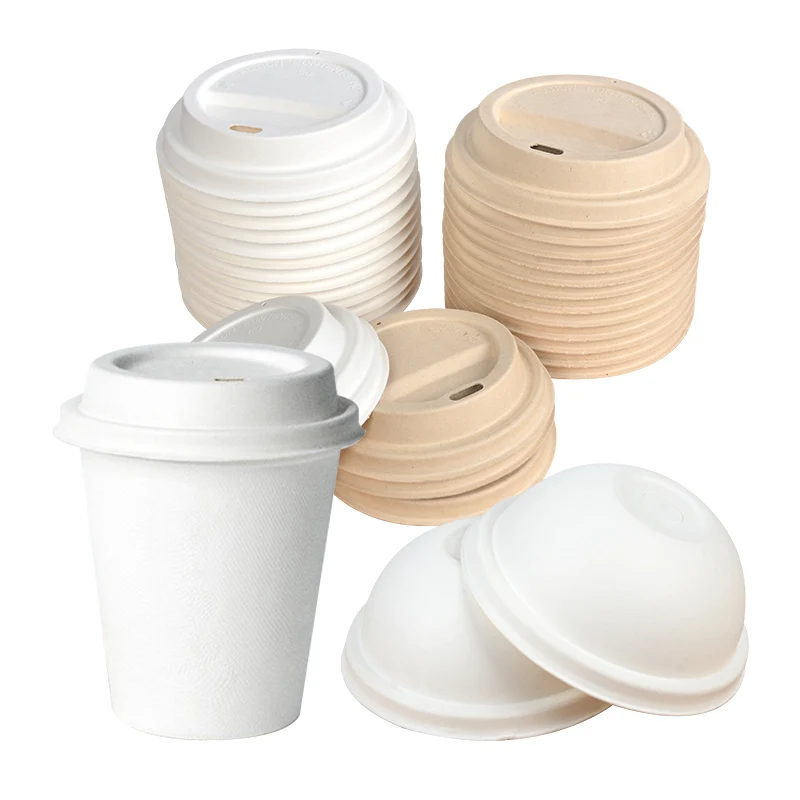Eco Friendly Disposable Bagasse Sugarcane 100% Compostable PFAS Free Cup Lid for 8OZ 12OZ 16OZ Paper Cup - Image 5