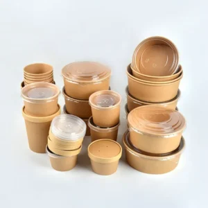 Good Quality Soup Disposable Container Double Wall Pe Coating 20Oz Multi Size Round Kraft Paper Bucket