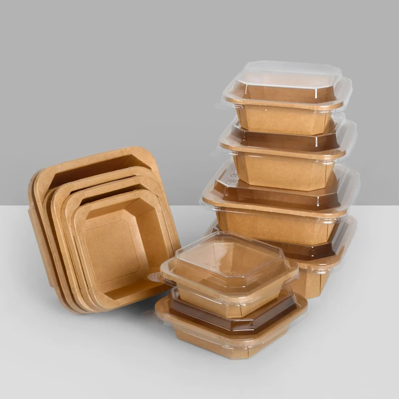Kraft Paper Octagonal Bowl PET Lid Waterproof Eco-Friendly Disposable Customizable Snack Pet Food Salad Containers 1L - Image 6