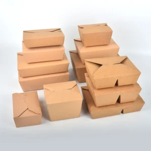 Factory Price 2 Compartment Eco Friendly Kraft Paper Folders with Matt Lamination Embossing for Takeaway Food Packaging
