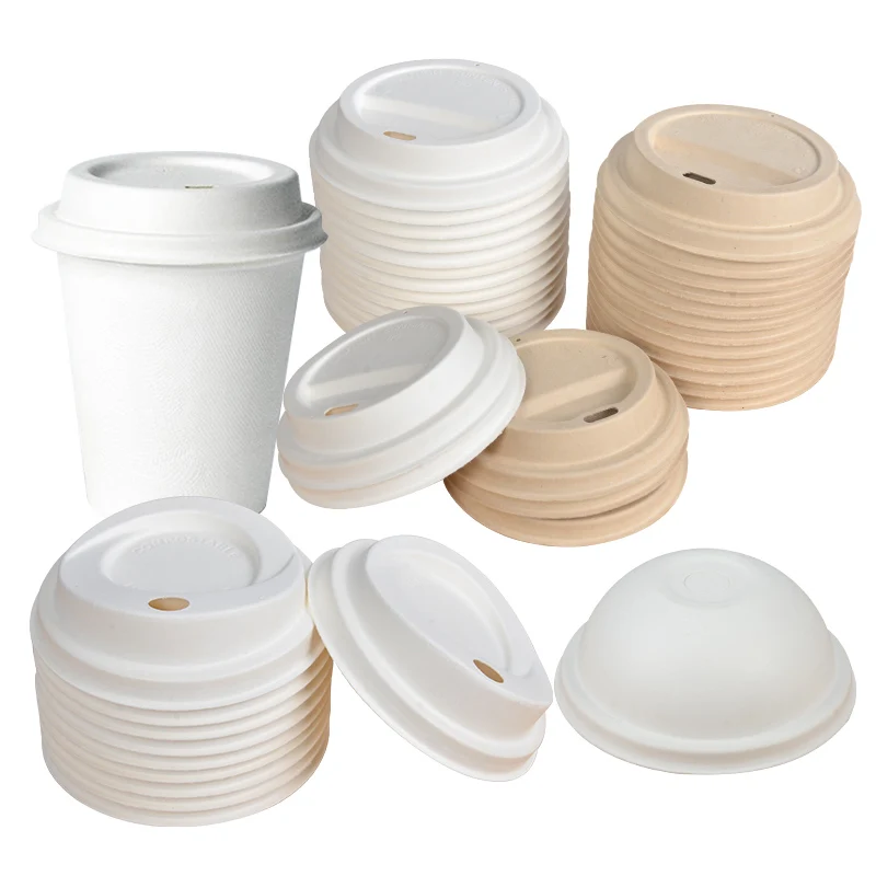 Eco Friendly Disposable Bagasse Sugarcane 100% Compostable PFAS Free Cup Lid for 8OZ 12OZ 16OZ Paper Cup - Image 3