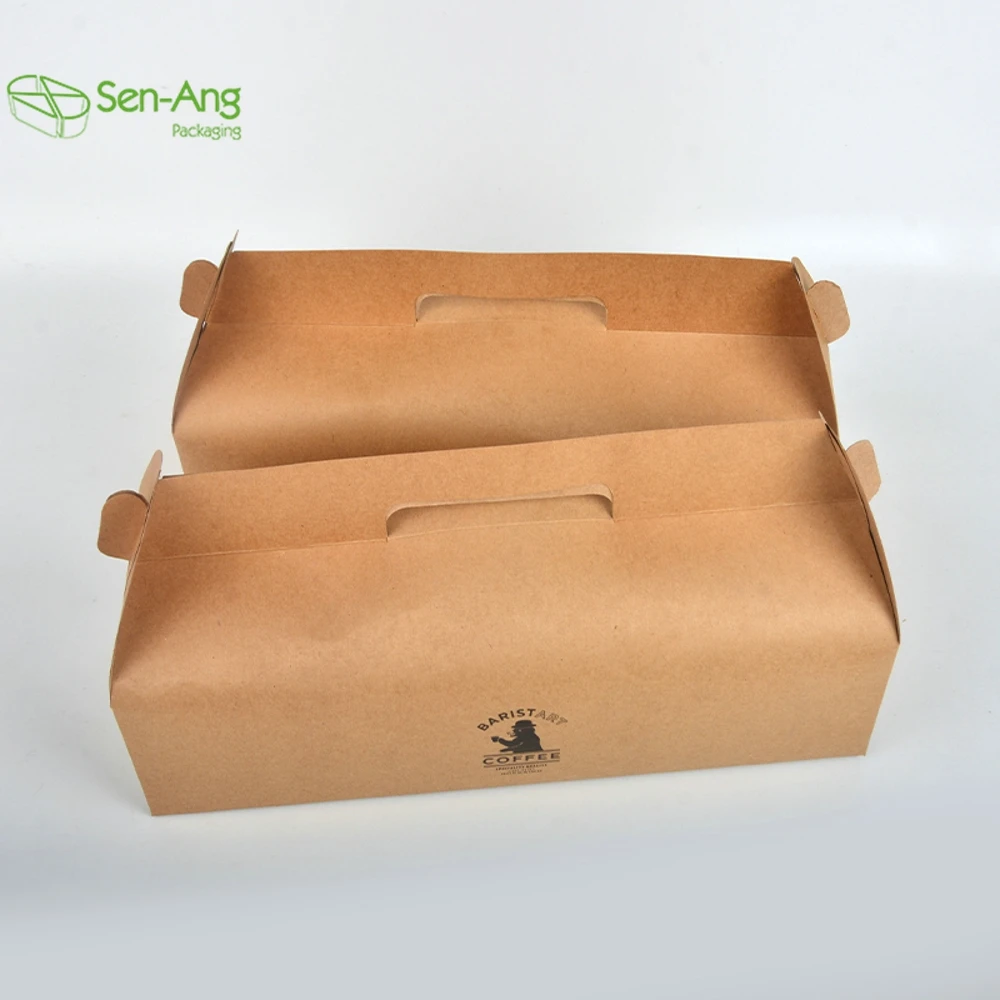 Cheap Disposable Kraft Paper Sandwich Packing Eco Friendly Custom Donut With Handle Wedding Cake Box Packaging - Image 5