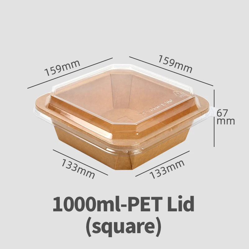 Kraft Paper Octagonal Bowl PET Lid Waterproof Eco-Friendly Disposable Customizable Snack Pet Food Salad Containers 1L - Image 2