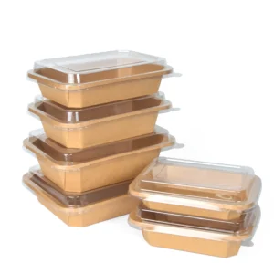 Disposable Kraft Paper Food Container Waterproof Take Out Octagonal Bowl Packing Bowl Square Paper Bowl
