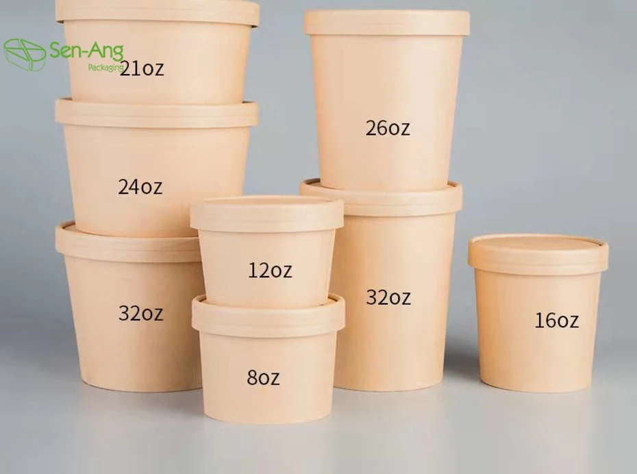 New Arrival Packaging Packing Takeout Bowl Take Way Kraft Salad Away Pack Cup Lid Square Paper Soup Bucket - Image 3