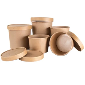 Customization Soup Container Kraft Paper Noodle Cup Hot Soup Bowls With Lids