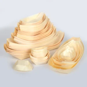 Hot Selling Sushi Wooden Boat Biodegradable Eco-friendly Disposable Natural Pine Wooden Boat/Cone/Plate for Party