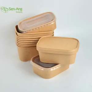 Good Selling Takeaway Soup Small Shallow Cup 1500Ml Double Wall Kraft Paper Salad Bowl With Lid