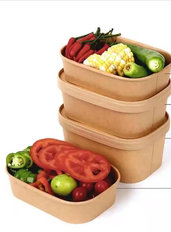 Kraft Paper Takeaway Disposable Fast Food Storage Container with Lid - Image 5