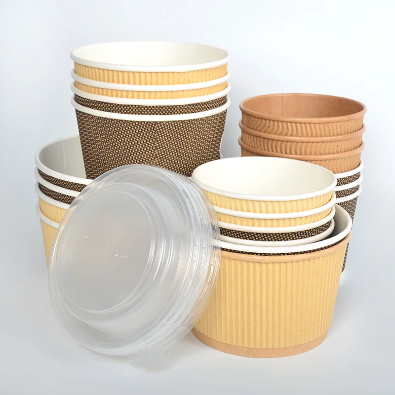 Corrugated Disposable Round Kraft Paper Soup Container 750ml 1100ml Take Away Fruit Food Salad Bowl - Image 5