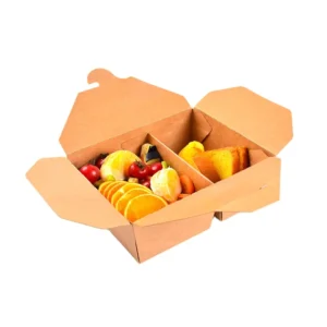 Hot Selling Recycled 1000ml 2 Compartments Brown Kraft Paper Food Grade Packaging Box Salad Sandwich Takeaway Food Lunch Box