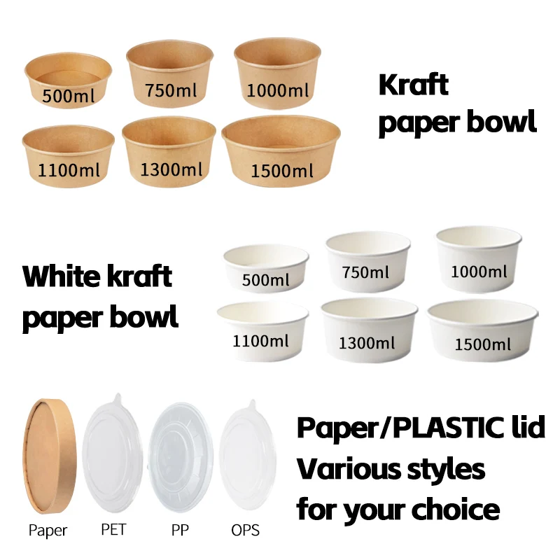 Food Grade Disposable Kraft Paper 12oz Porridge Bucket Portable Microwavable Paper Soup Cup With Lids - Image 4