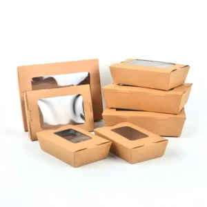 Top Fashion Takeout Microwave Safe Wholesale Disposable Takeaway 700Ml Kraft Paper Box With Window