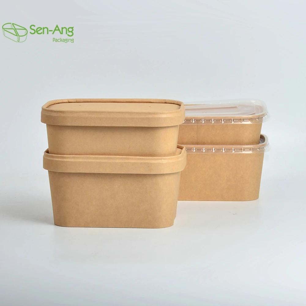 Eco Friendly Disposable Customizable Kraft Paper Salad Takeaway Bowl with PP & Paper Lid 2000ml - Image 5