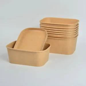White Marble Salad Fruit and Brown Waterproof Thickened 750Ml Paper Bowl With Lid