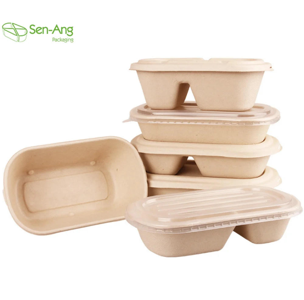 700ml 850ml 1000ml Disposable Biodegradable Lunch Paper Pulp Bagasse Sugarcane Box - Image 3