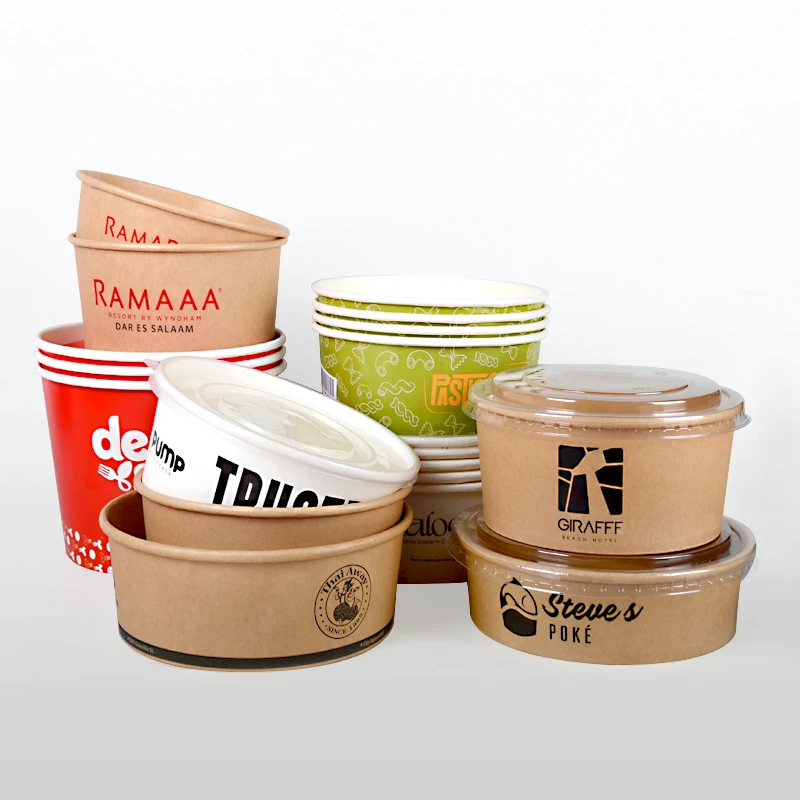 ODM OEM Emballages Alimentaires Round Brown Eco-Friendly Take Away Fast Packaging Kraft Paper Salad Bowl - Image 2