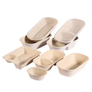 Factory One Cell Bagasse Pulp Away Food/Dessert/Mousse/ Pastry Pack Box Oval Take Out to Go Food Container