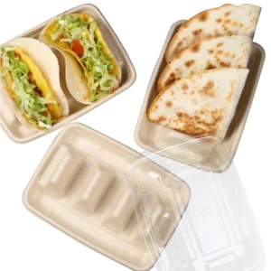 Disposable Taco Holder Good Quality Customized Takeaway Biodegradable Sugarcane Bagasse Food Tray Taco Box