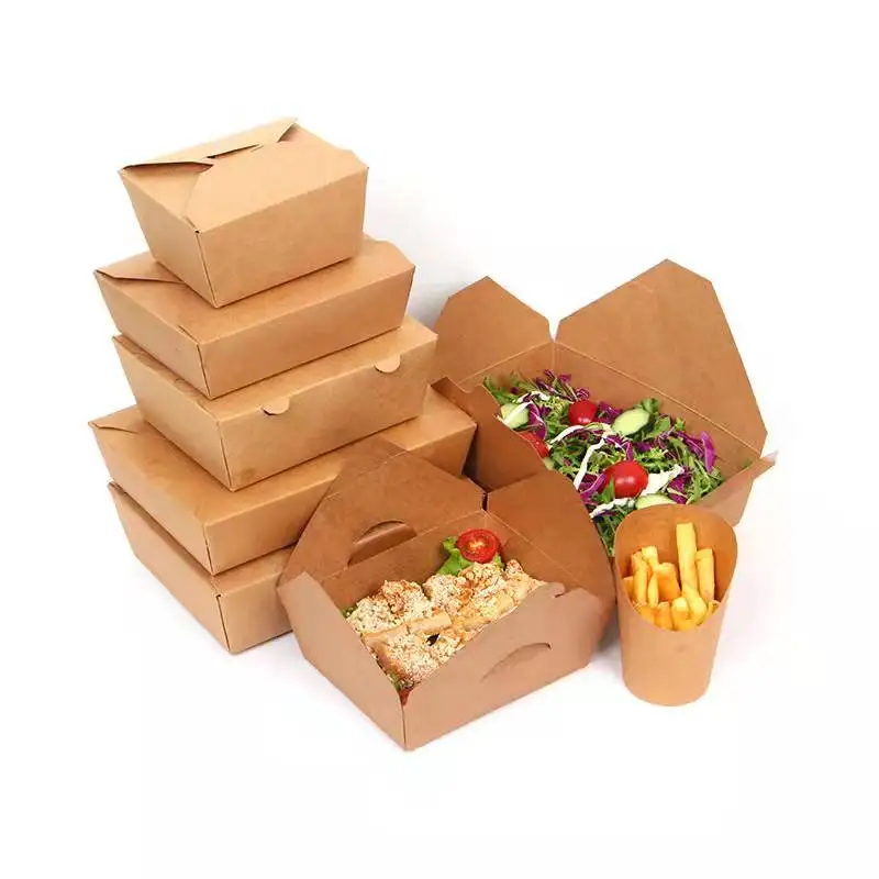 Customized Food Packaging Box 1200ml Restaurant Takeout Box Food Grade Paper Folding Box - Image 3
