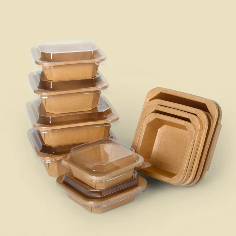 Ready Bulk Kraft Paper Bowl 700ml Hot Food Take Out Packaging Disposable Octagonal Paper Bowl Rectangle - Image 5