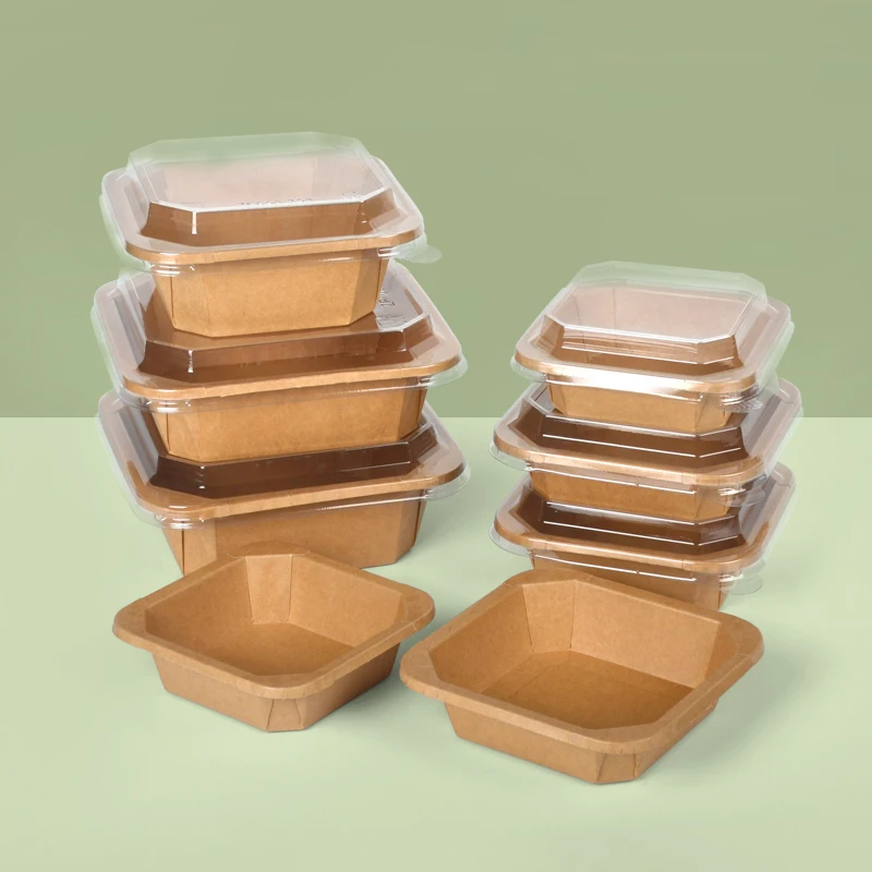 Kraft Paper Octagonal Bowl PET Lid Waterproof Eco-Friendly Disposable Customizable Snack Pet Food Salad Containers 1L - Image 5