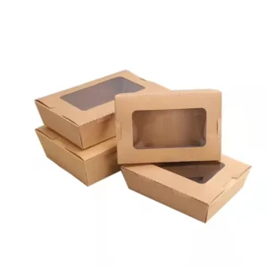 Kraft Paper Take Away Food Packaging Lunch Box with Transparent Window