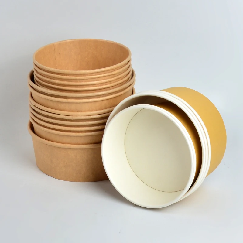 1300ml Eco-Friendly Customizable Brown Kraft Paper Disposable Salad Bowls with PP & Paper Lids - Image 2