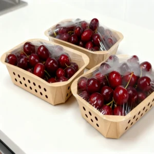 Custom Takeaway Food Box Film-Sealable Packaging for Fresh Produce Supermarket Leak-Resistant Paper Fruit Trays