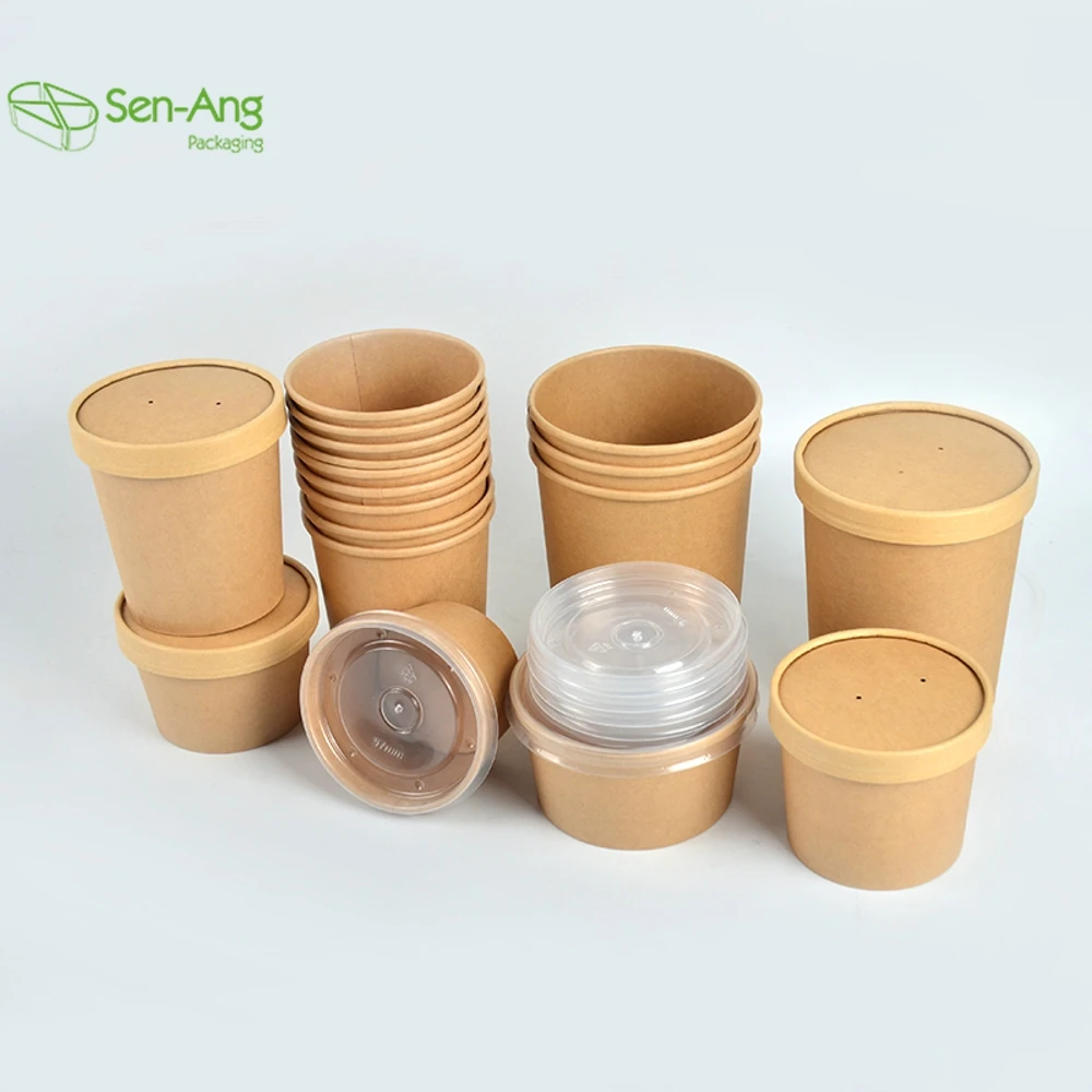 Factory Direct Sale Disposable Container 20Oz Take Out Kraft Soup Bowl With Lid Paper Bucket - Image 3
