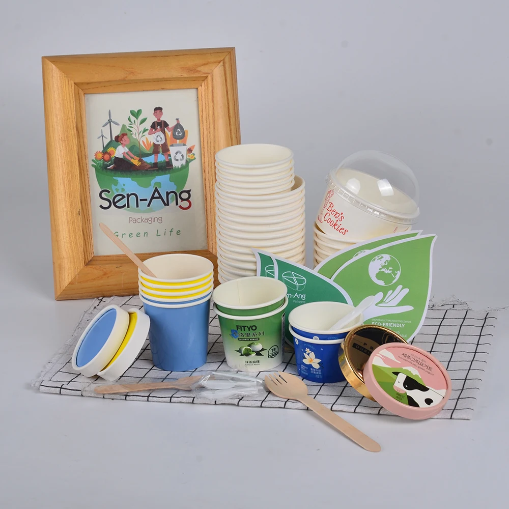 New Design Printed Logo Disposable 7oz 8oz 20oz 24oz 9oz 12oz 14oz Paper Cup Ice Cream Packaging - Image 2