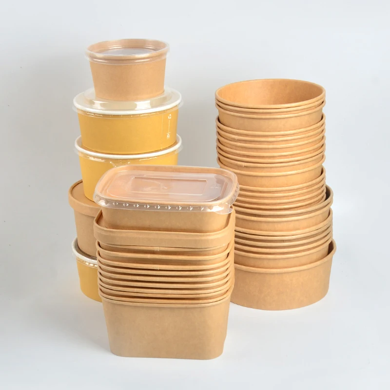 1300ml Eco-Friendly Customizable Brown Kraft Paper Disposable Salad Bowls with PP & Paper Lids - Image 4