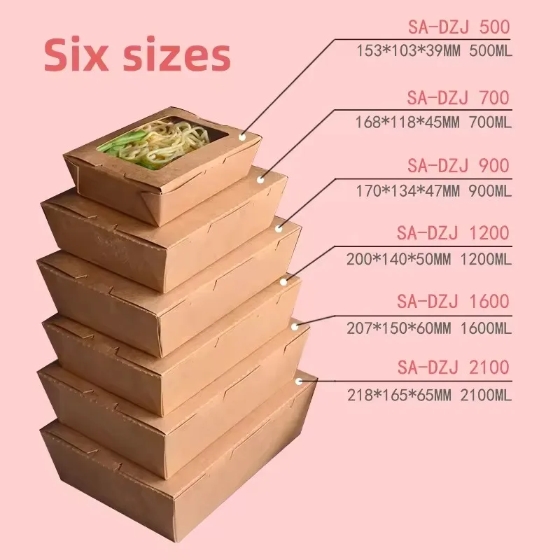 Custom Eco Friendly Biodegradable Kraft Takeaway Food Boxes Food Packaging Multi-compartment Kraft Paper Lunch Box - Image 6