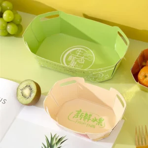 Wholesale Biodegradable Material Strawberry Cherry Packaging Supermarket Tray Fruit Packing Tray with Lid for Fruit