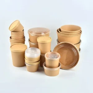 Promotion Soup Container Disposable Disposal Custom Kraft Paper Hot 26Oz Takeaway Food Packaging Bucket