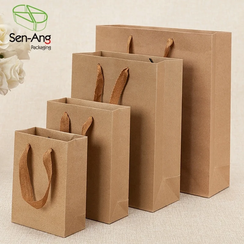 Flat Custom Printed Craft Paper Bag With Handle - Image 2