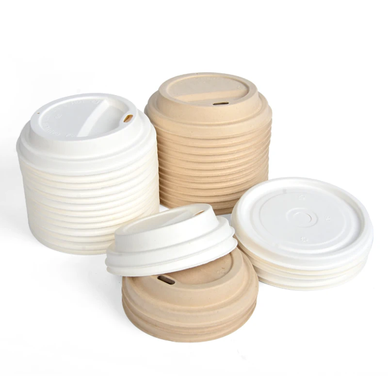 Biodegradable Disposable Composable Lid for Pulp Paper Lid Cover 80 90mm Bagasse Pulp Lids for Coffee Cup - Image 2