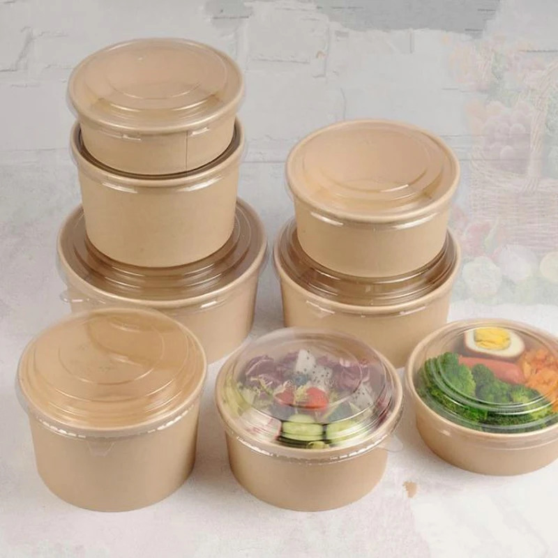 ODM OEM Emballages Alimentaires Round Brown Eco-Friendly Take Away Salad Fast Packaging Paper Kraft Bowl - Image 2