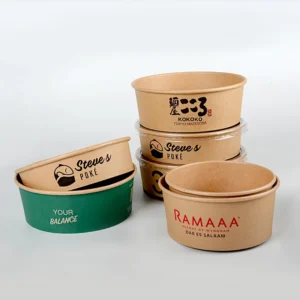 Disposable Paper Food Container Bucket Take Away Soup Bowl With Lid Round Kraft Salad Paper Bowl