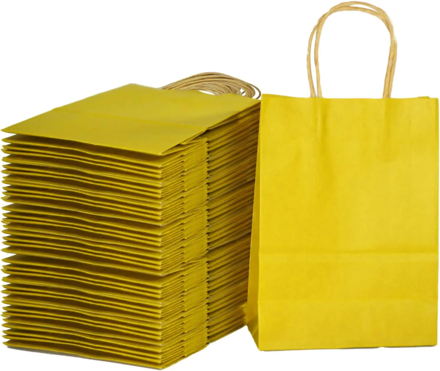 Yellow Kraft Paper Bag for Clothing Stores Shopping Malls Gift Shops-Eco-friendly Customizable Exhibition Promotion