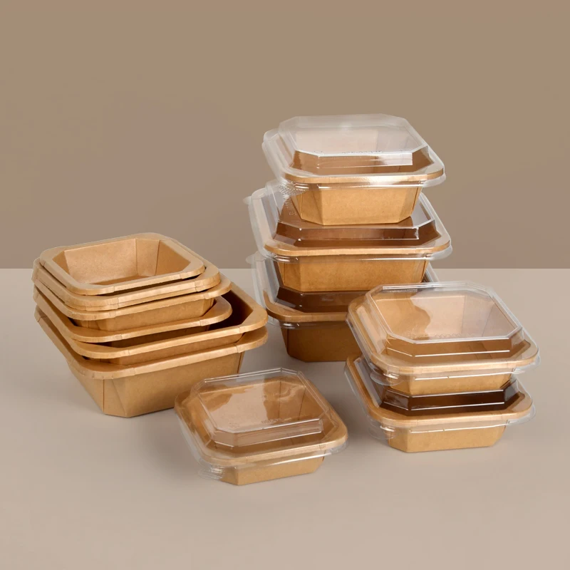 Ready Bulk Kraft Paper Bowl 700ml Hot Food Take Out Packaging Disposable Octagonal Paper Bowl Rectangle - Image 6