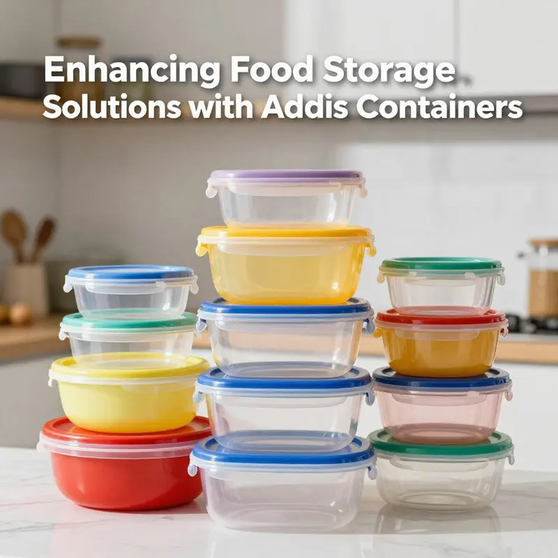 A variety of Addis containers highlighting their robust design and BPA-free materials.
